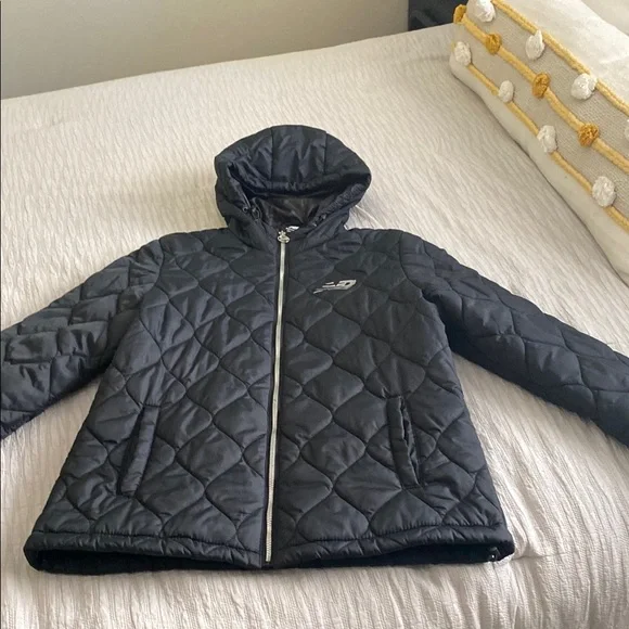 Black Quilted New Balance Hooded Jacket - Picture 1 of 10